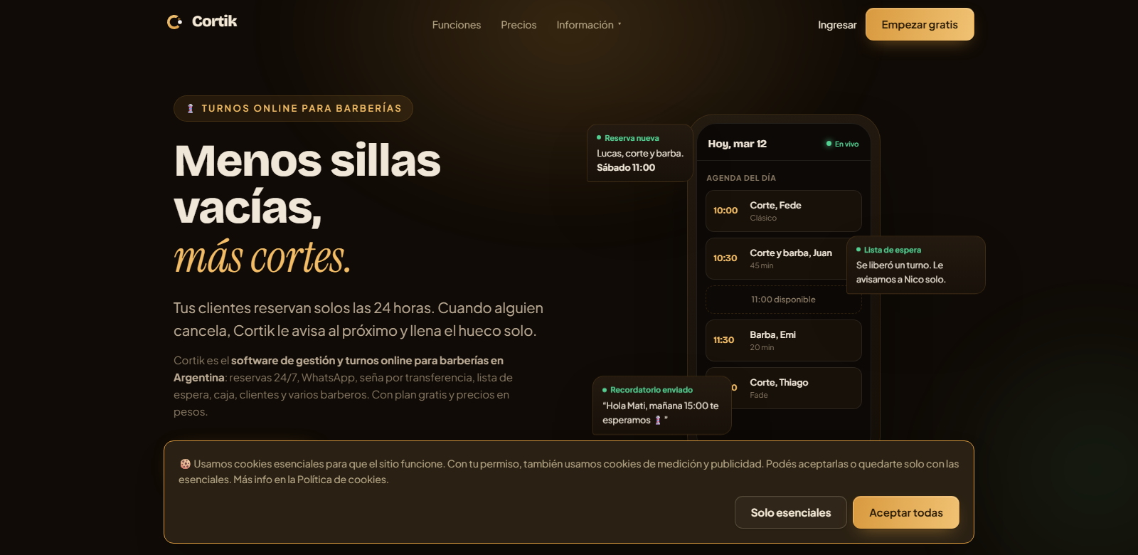 Cortik — SaaS de turnos para barberías